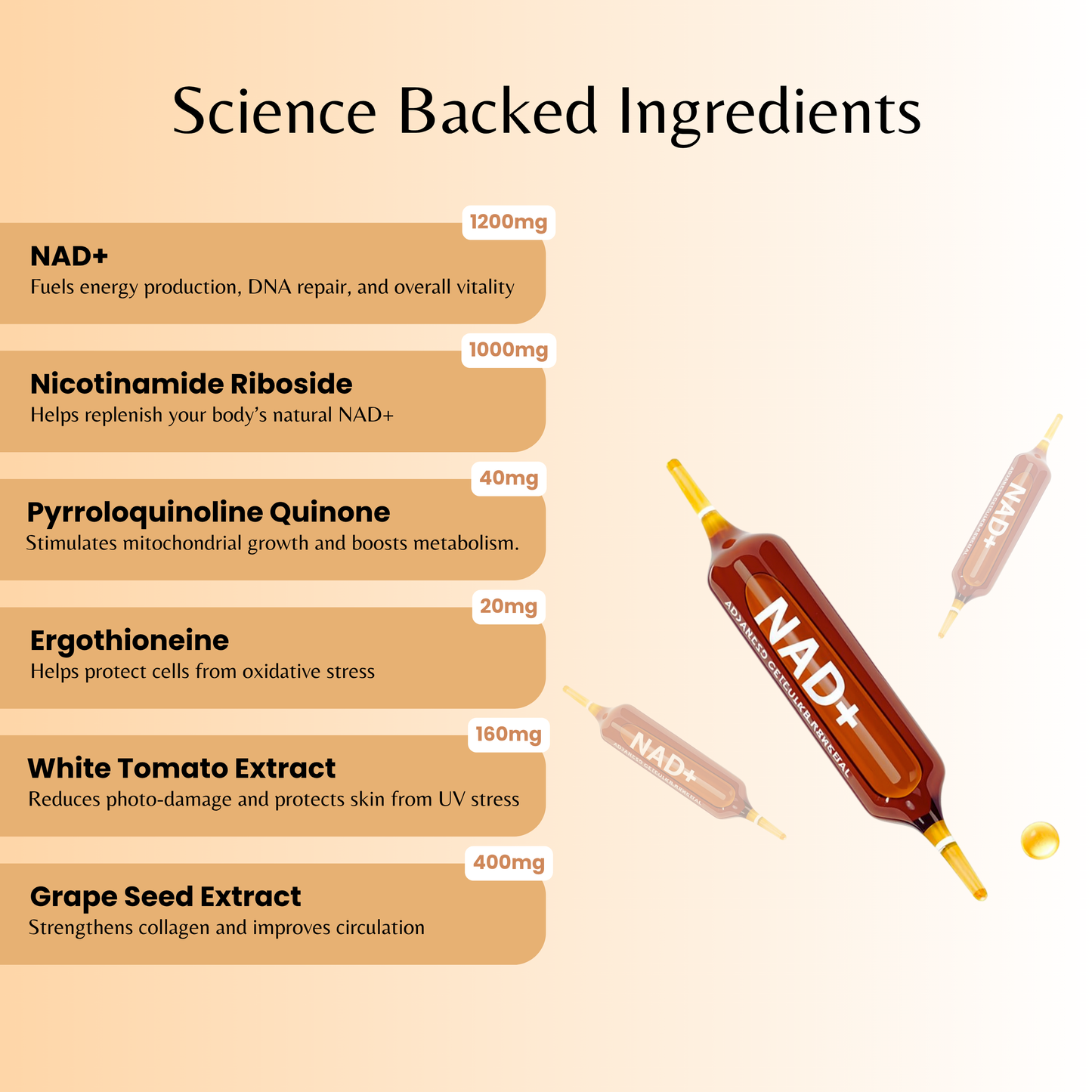 Perseek Advanced NAD+ 1200mg NAD Supplement for Skin Aging Support Energy & Focus